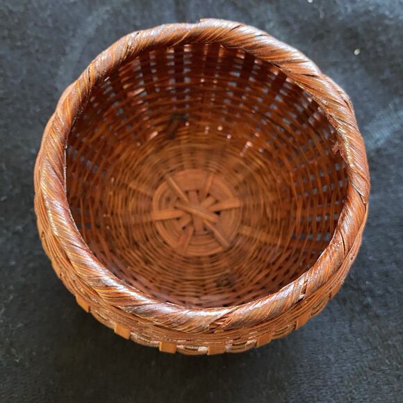 Vintage Owl Basket Woven Wicker Rattan Trinket Storage Box Farmhouse Boho MCM - Picture 6 of 8